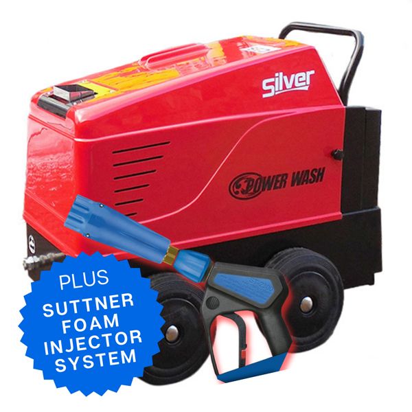 Powerwash Silver Base Compact Industrial Hot and Cold Pressure Washer 230v 100bar 12lt/min